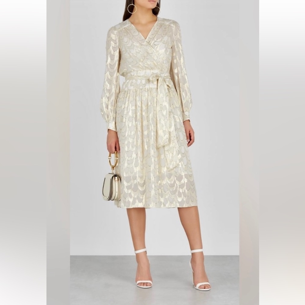 Milly Katy Wrap Midi Ecru